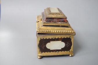 A 19th century gilt-brass and tortoiseshell casket 8cm